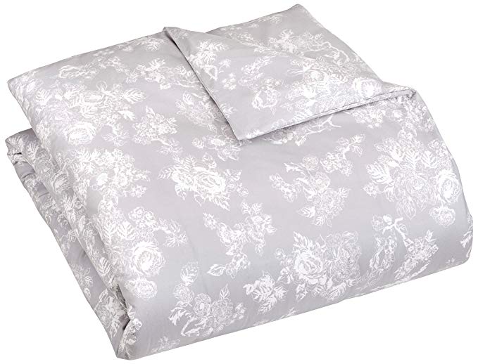 Pinzon 170 Gram Flannel Duvet Cover – Twin, Floral Grey