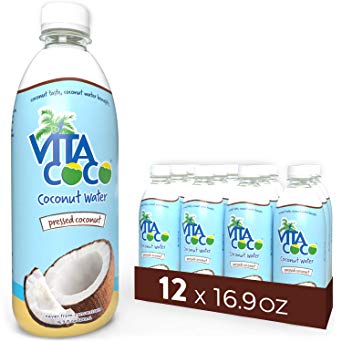 Vita Coco Coconut Water, Pressed Coconut - Gluten Free, Natural Hydrating Electrolyte Drink - Smart Alternative To Coffee, Soda, & Sports Drinks - 16.9 oz Slim Bottle (Pack Of 12)