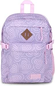 JanSport Main Campus Backpack - Travel, or Work Bag w 15-Inch Laptop Sleeve and Dual Water Bottle Pockets, Heavenly Hearts Pink