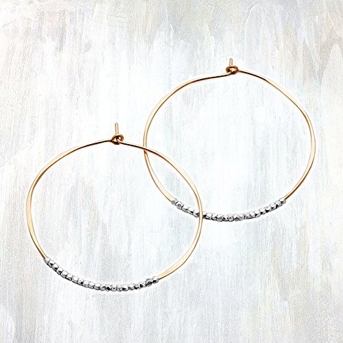 Large Bead Hoop, Silver & Gold Fill
