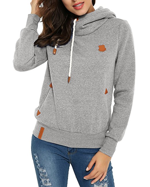 ZANZEA Women Hoodies Sweatshirts Long Sleeve High Neck Pocket Pullover Coats