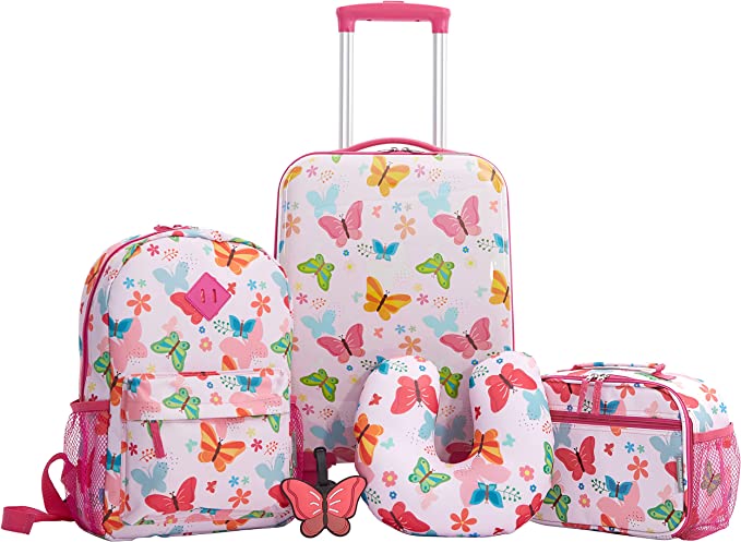 Travelers Club 5 Piece Kids' Luggage Set, Butterfly