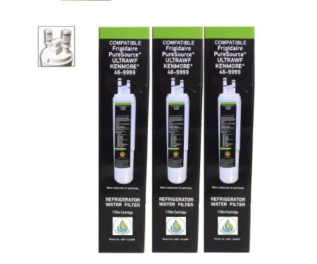 (3-Pack) H-2-O Kenmore Frigidaire 46-9999, 46-9916, ULTRAWF, 242017801 Compatible Water Filter