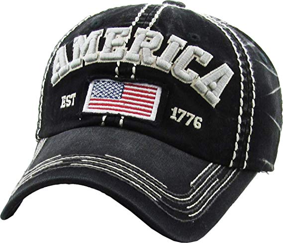 KBETHOS American Spirit Collection USA Distressed Vintage Baseball Cap Dad Hat Adjustable Unconstructed