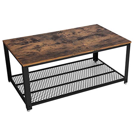 VASAGLE Coffee Table, Side Table, Cocktail Table, Industrial Style, with Metal Frame, with Storage Shelf, for Living Room, Vintage LCT61X