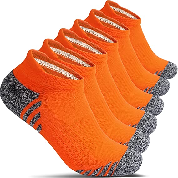 Cotton No Show Socks for Men With Heel Tab, Cushion Ankle Compression Running Athletic Low Cut Mens Sock 6 Pack