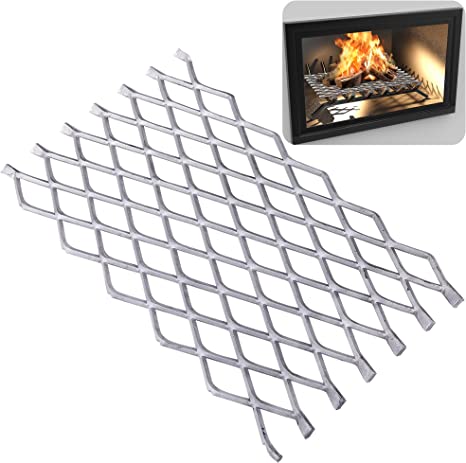 Fireplace Grate Ember Retainer,11.8x7inches Steel Fireplace Ember Retainer Mesh,Metal Ember Retainer for Use on Fireplace Grates (Small)