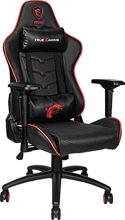 MSI MAG CH120X Gaming Chair Black and Red, Steel Frame, Reclinable Backrest, Adjustable 4D Armrests, Breathable Foam, 4D Armrests, Ergonomic Headrest Pillow, Lumbar Support Cushion