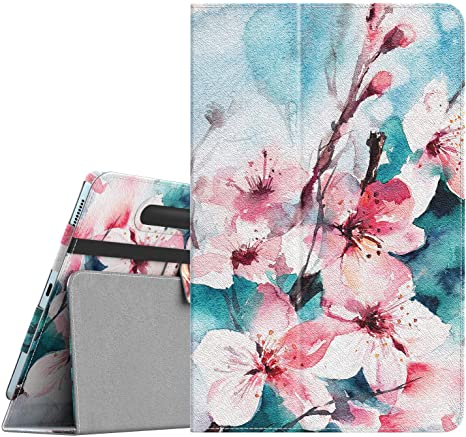 MoKo Case Compatible with Galaxy Tab S6 Lite 2020, Slim PU Tablet Shell Cover Stand Case with Auto-Wake S-Pen Holder Fit Samsung Galaxy Tab S6 Lite 10.4 2020 SM-P610/P615 ONLY - Peach Blossom