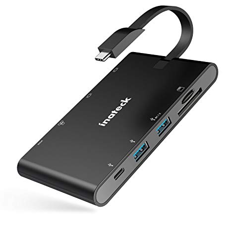 Inateck USB C Hub (9 IN 1) with PD Type C Ports,4K HDMI,VGA,RJ45 Gigabit Ethernet Ports, Micro SD/SD Card Reader for MacBook and other Type C Laptops