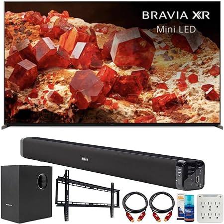 Sony XR65X93L BRAVIA XR 65 inch Class X93L Mini LED 4K HDR Google TV Bundle with Deco Gear Home Theater Soundbar with Subwoofer, Wall Mount Accessory Kit, 6FT 4K HDMI 2.0 Cables and More (2023 Model)