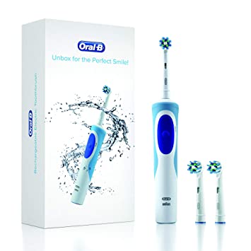 Oral B Vitality Cross Action Electric Rechargeable Toothbrush Powered by Braun, Toothbrush Replacement Heads Refills (Pack of 2) Bundle Gift Pack