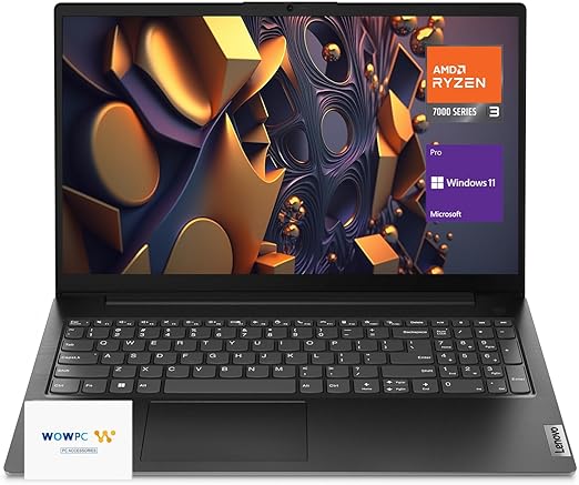 Lenovo V15 Gen 4 Laptop, 15.6" FHD Display, AMD Ryzen 3 7320U Processor, Long Battery Life, RJ-45, USB-C, HDMI, w/WOWPC Bundle, Windows 11 Pro (16GB RAM | 1TB PCIe SSD)