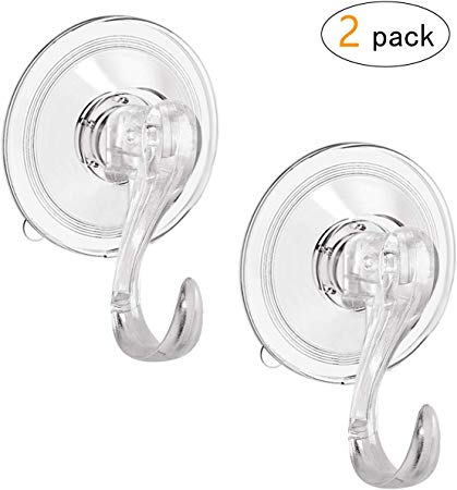 2PCS Wreath Hanger, Suction Cup Hooks with Key Lock, Heavy Duty Vacuum Shower Suction Hooks Wreath Holder for Christmas Wall Window, Plastic Hooks Holds up to 22 Lbs