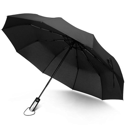 Rainlax Travel Umbrella Unbreakable Lightweight 10 Ribs Automatic Compact Windproof Canopy Umbrellas for One Handed Operation