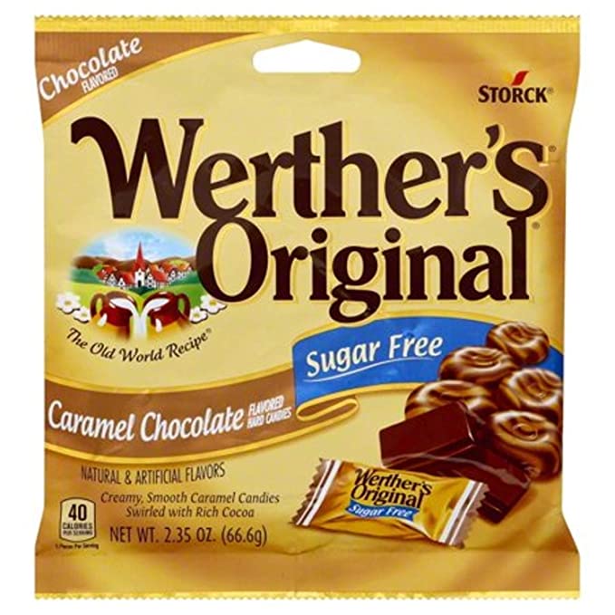 Werther's Original Caramel Chocolate Sugar Free Hard Candies 2.35 Oz(pack of 2)
