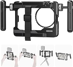 NEEWER Universal Smartphone Video Rig with Handles, 67mm Filter Adapter, Anti Drop Cold Shoe for DJI Mic, Phone Cage Stabilizer for Video Recording for iPhone 15 Pro Max S23 Ultra Pixel 8 Pro, PA017