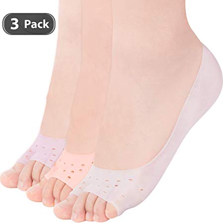 3 Pairs Silicone Socks Moisturizing Gel Socks Open Toe Socks Cracked Feet Socks for Women with Breathable Hole and High Elastic