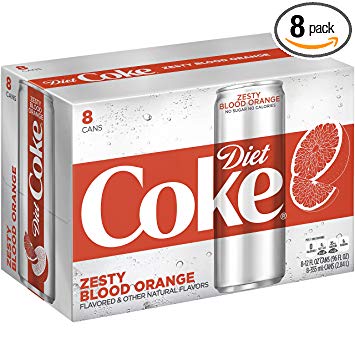 Diet Coke Sleek Can, Zesty Blood Orange, 12 Fluid Ounce (Pack of 8)