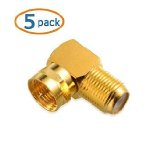 Cable Matters 5-Pack Gold Plated Right Angle F-Type Coaxial RG6 Adapter