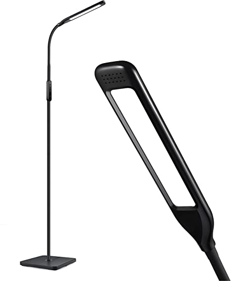 LED Floor Lamp, LASTAR Standing Lamp for Living Room with 6000K Color Temperature and 5 Brightness Adjustment, Modern Reading lamp for Bedroom with Timer & Memory Function, Black