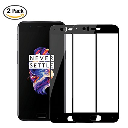 OnePlus 5 Screen Protector, Auckly Full Coverage Curved Tempered Glass Screen Protector Film [Bubble Free] [Anti-Scratch] [HD CLEAR] [Case Friendly] for OnePlus 5 – Black [2 Pack]