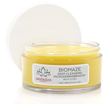 Biomaze Microdermabrasion Balm to Milk Cleanser, 3oz. For smooth and clear skin. With Tahitian Gardenia/Tiare. NEW.