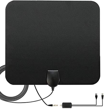 [Upgraded 2019] YIROOT Digital Amplified Indoor HD TV Antenna Up to 80 Miles Range, Amplifier Signal Booster Support 4K 1080P UHF VHF Freeview HDTV Channels, 10ft Coax Cable
