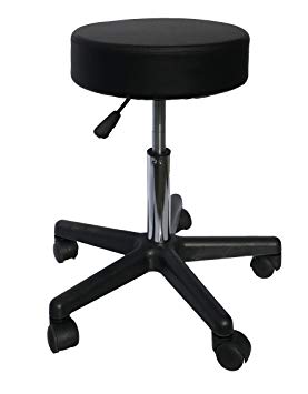 Deluxe Round Height Hydraulic Adjustable Rolling Stool, Great for Spa Facial Massage Tattoo Doctor Technician Office or Home use (Black)