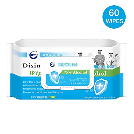 75% Alcohol Soft Wet Wipes for Family, Wet Wipes for Hands, Cleaning Supplies, 60 Count