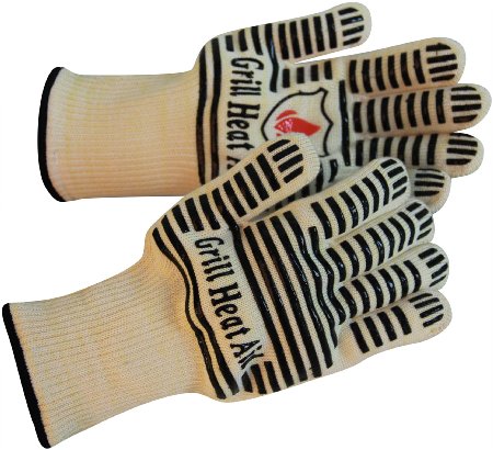 Extreme 932F Heat Resistant - Light-weight Flexible Kitchen Gloves - 100 Cotton Lining for Super Comfort - Black Stripes for Ultimate Grip - Versatile Than Oven Mitt and Potholders 2 Gloves