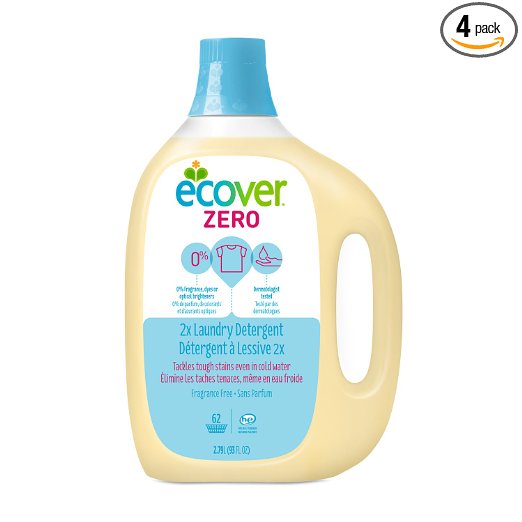 Ecover Natural Plant-based 2x Laundry Detergent, Fragrance Free, 93 ounce (Pack of 4)