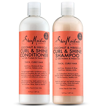 SheaMoisture Coconut & Hibiscus Curl & Shine Combination Set – Includes 16 oz. Shampoo & 16 oz. Conditioner