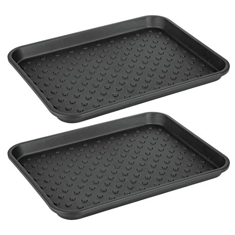 InterDesign Under the Sink Drip Protector Tray for Kitchen Cabinet, Bathroom, Entryways – Pack of 2, Black