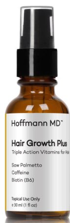 Hoffmann MD Natural Hair Growth Serum with Biotin  Enhanced with Saw Palmetto and Caffeine  No Minoxidil and Chemical Free 1 Month Supply