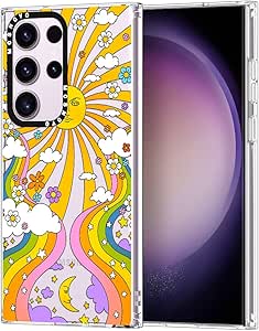 MOSNOVO Case for Samsung Galaxy S23 Ultra, [Buffertech 6.6ft Military-Grade Drop Protection] [Anti Peel Off Tech] Clear TPU Bumper Phone Case Cover Design - 70's Psychedelic Groovy Art