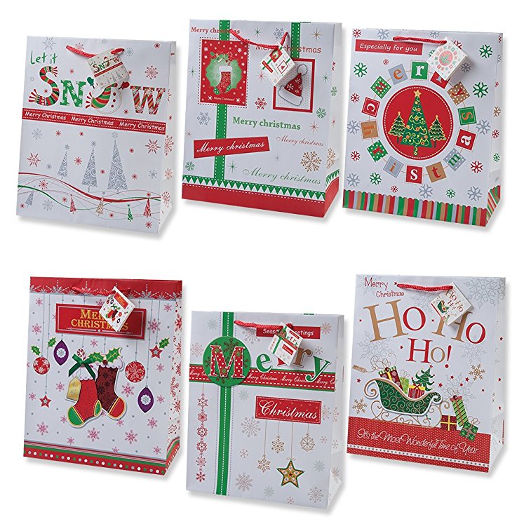 12 Medium Assorted Christmas Gift Bags by Gift Boutique