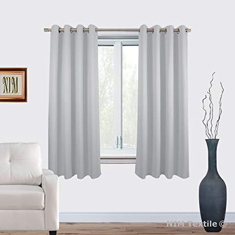 Room Darkening Curtains Thermal Insulated Blackout Drapes Windows Grommet Top Panels for Living Room Bedroom – LEGEND Collection by NIM Textile - 2 Panel Set, 54 x 63 Inch, White Grey