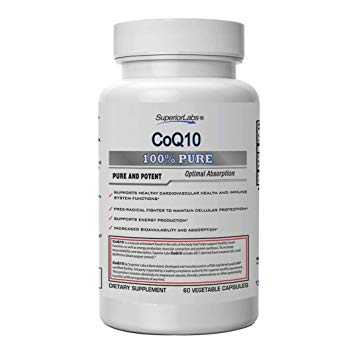 Superior Labs CoQ10 - with MCT for Superior Absorption - NonGMO Safe from, Stearates, Gluten and Other Allergens – Supports Cardiovascular Health and Immune System Functions - 60 Vegetable Caps