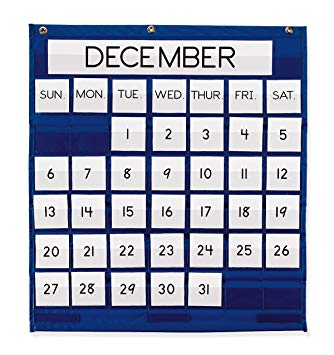 Pacon Pocket Chart, Monthly Calendar, Blue, 25" x 28", 1 Chart
