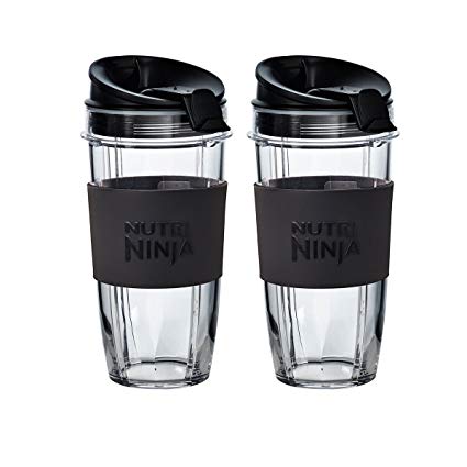 Two Large 650ml Nutri Ninja Cups with Two Sip & Seal Lids