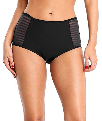 maysoul Women's Hollow Out Bikini Bottoms Strappy High Waisted Tankini Shorts
