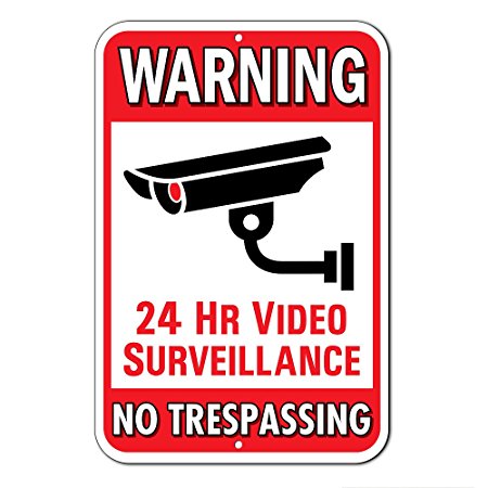 Warning 24 Hour Video Surveillance No Trespassing Sign - Made with Tough Grade Corrugated Plastic - Coroplast, 10" By 15" (Plastic)