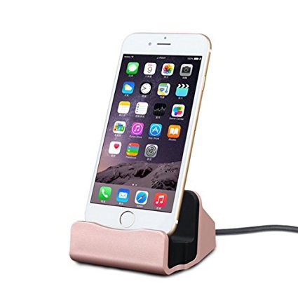 iPhone Charger Dock, TopAce Desk Charger Station with Lightning Connector for Apple iPhone X/8/8 Plus/7 Plus/6s Plus/iPod Nano 7th Gen/iPod Touch 5/6 (Rose Gold)