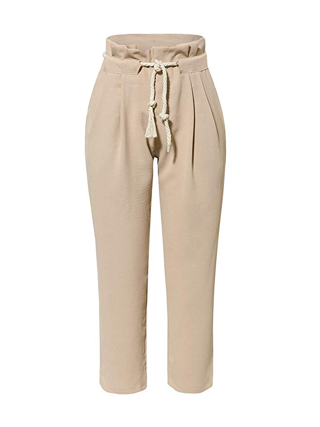 Simplee Apparel Women's Slim Straight Leg Stretch Casual Pants with Pockets