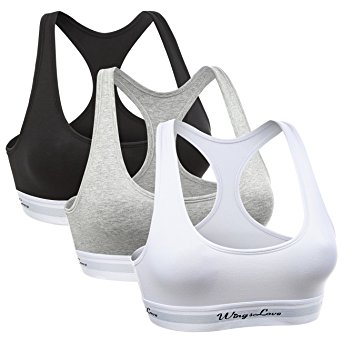 WingsLove Women's 3 Pack/1 Pack Cotton Bralette Comfort Bra with Pullover Racerback