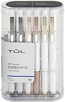 TUL BP3 Retractable Ballpoint Pens, Medium Point, 1.0 mm, Pearl White Barrel, Blue Ink, Pack of 12 Pens