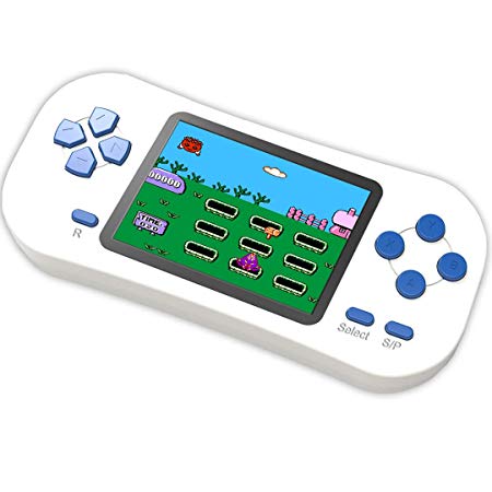 Douddy Kids Retro Handheld Game Console Built in 218 Old School Video Games 2.5'' Display USB Rechargeable 3.5 MM Headphone Jack Arcade Entertain System Children Birthday (White)
