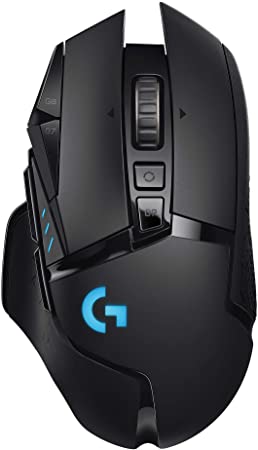 Logitech G502 Lightspeed Wireless Gaming Mouse, Hero 25K Sensor, 25,600 DPI, RGB, Adjustable Weights, 11 Programmable Buttons, Long Battery Life, POWERPLAY-Compatible, PC/Mac - Black