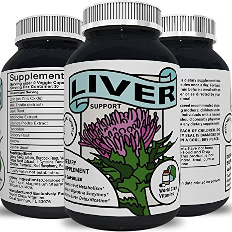 Best Liver Supplements with Milk Thistle   Artichoke   Dandelion Root Support Healthy Liver Function for Men & Women - Natural Detox Cleanse Capsules Boost Immune System Relief - World Class Vitamins